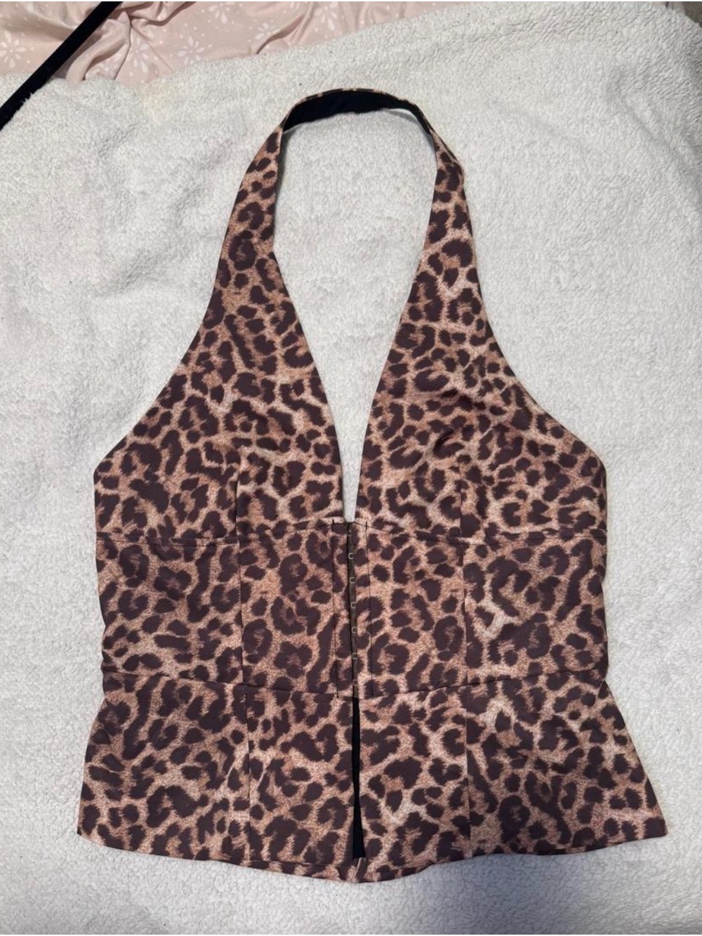 Leopard Print Halter One-Piece for Kids - Brown